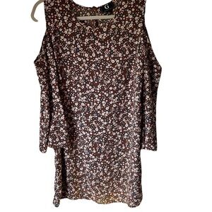 Cold shoulder peasant dress Whimsical Feminine Floral Festival Sz M Bell Sleeve